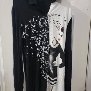 Black and white long sleeve shirt